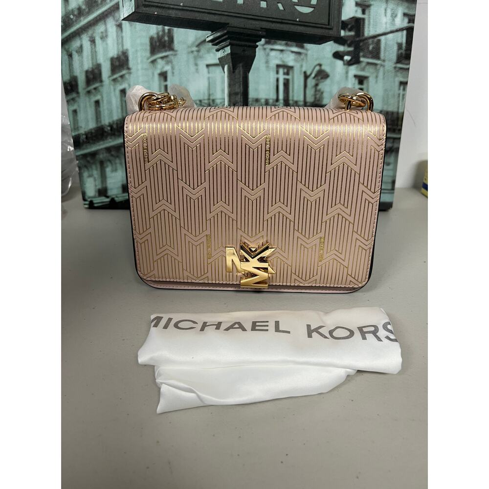 Michael Kors 30H8MOXL7M Mott Large Metallic Deco Leather Crossbody Bag - Picture 6 of 8